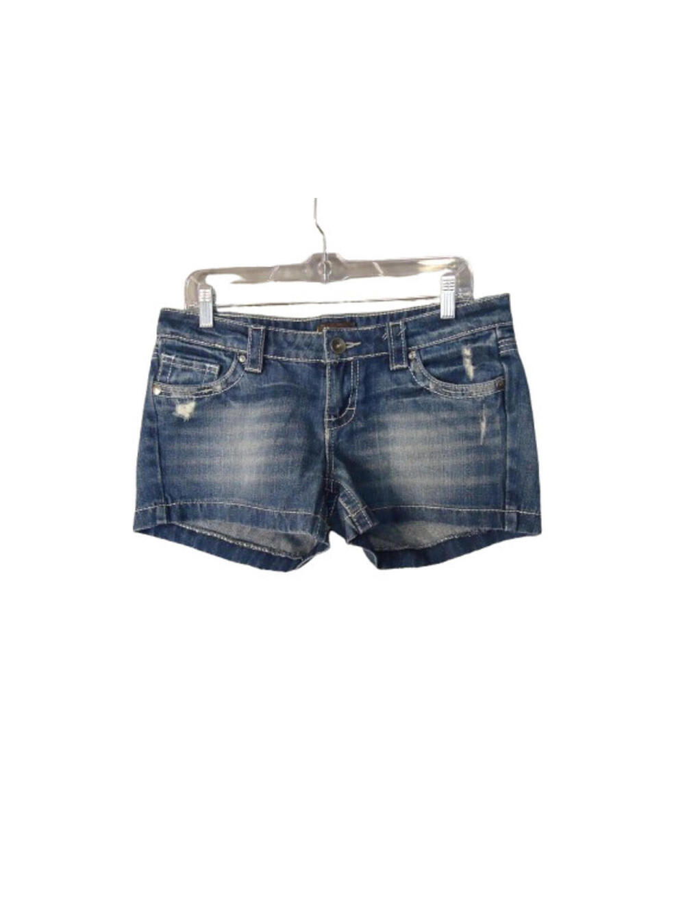 Bu From Malibu Denim Booty Shorts Juniors Size 7 Distressed Medium Wash